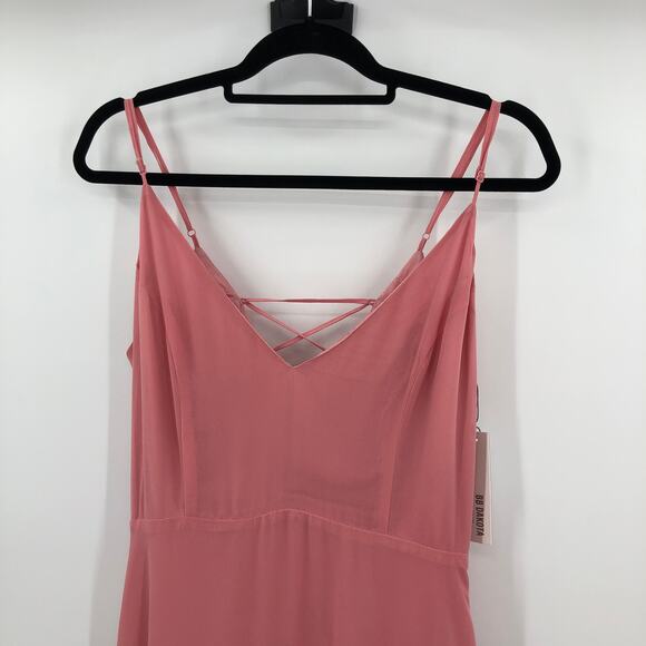 BB Dakota RSVP Blush Pink Spaghetti Strap Lace Up Back Side Zip Long Dress READ - Picture 5 of 10